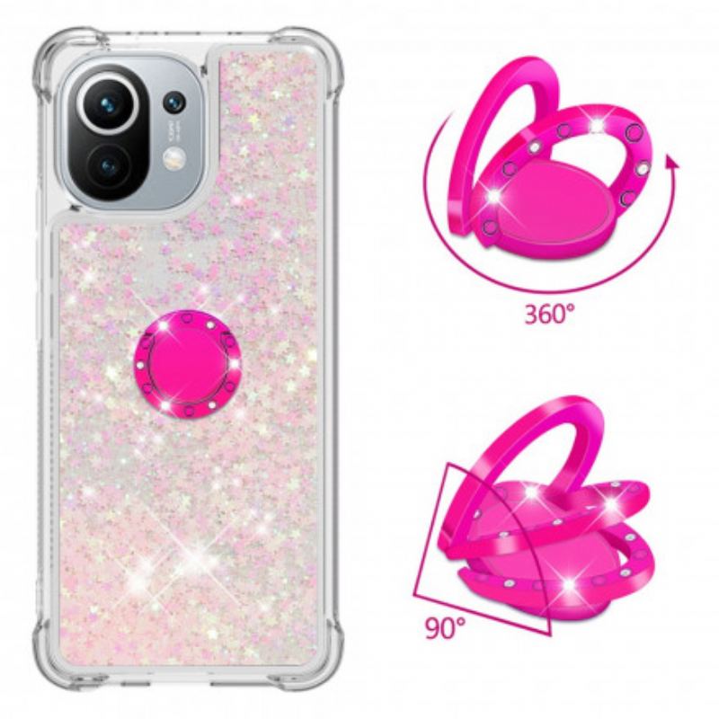 Coque Xiaomi Mi 11 Paillettes avec Anneau-Support