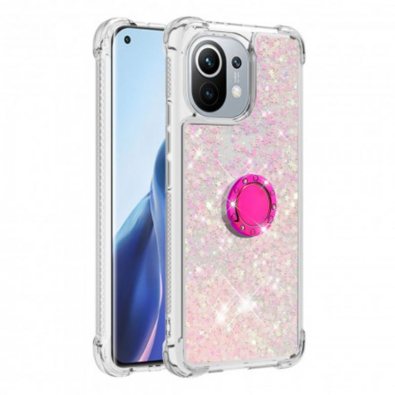 Coque Xiaomi Mi 11 Paillettes avec Anneau-Support