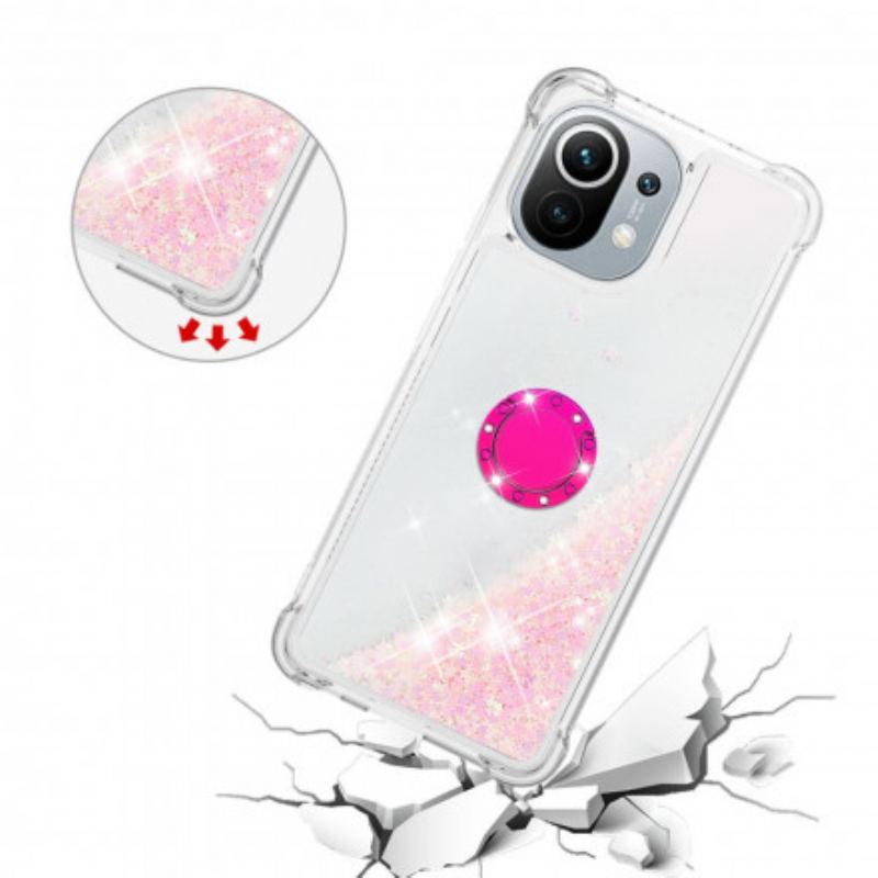 Coque Xiaomi Mi 11 Paillettes avec Anneau-Support