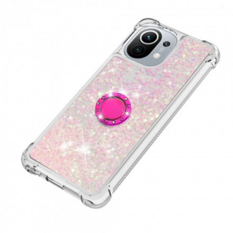 Coque Xiaomi Mi 11 Paillettes avec Anneau-Support