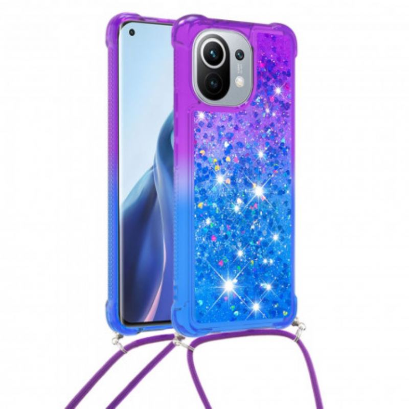 Coque Xiaomi Mi 11 Silicone Paillettes et Cordon