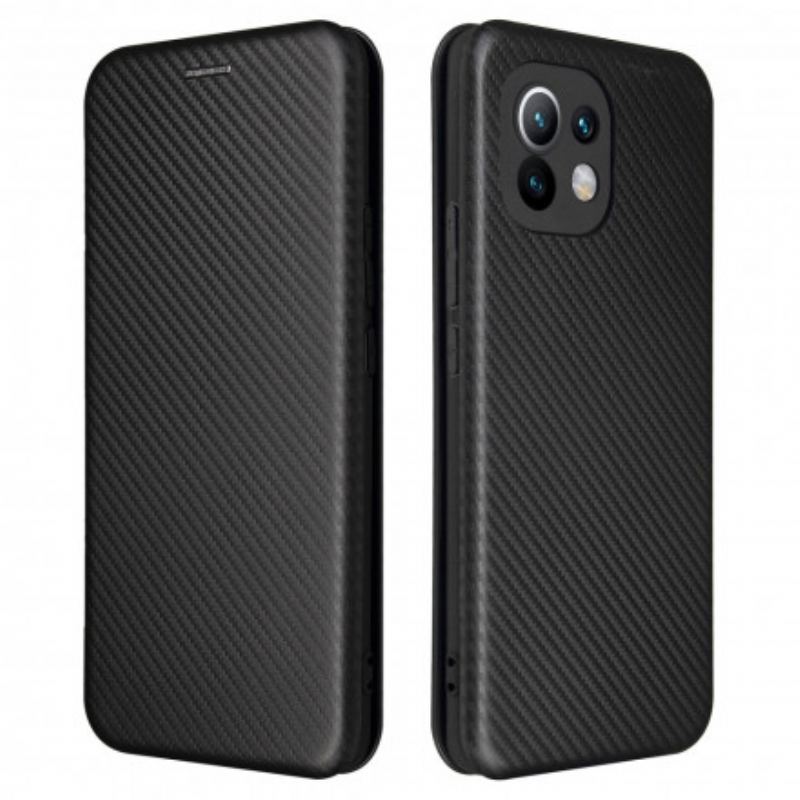 Flip Cover Xiaomi Mi 11 Fibre Carbone avec Anneau Support