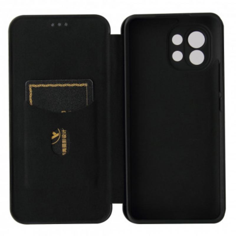 Flip Cover Xiaomi Mi 11 Fibre Carbone avec Anneau Support