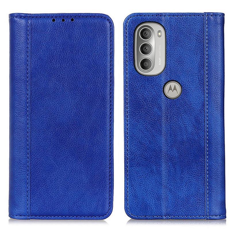 Flip Cover Moto G51 5G Cuir Litchi Fendu Élégance