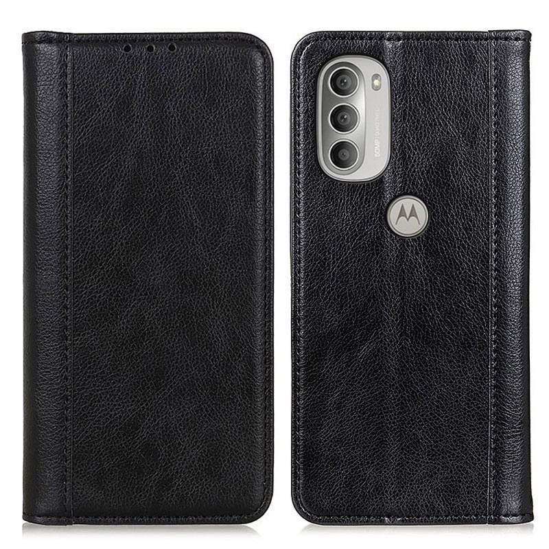 Flip Cover Moto G51 5G Cuir Litchi Fendu Élégance