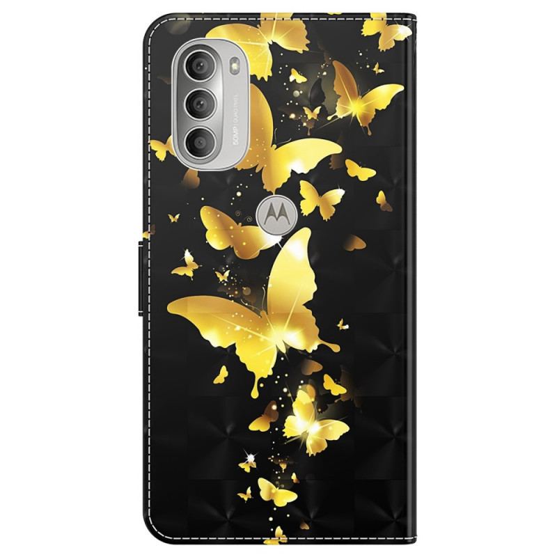 Housse Moto G51 5G Papillons Jaunes