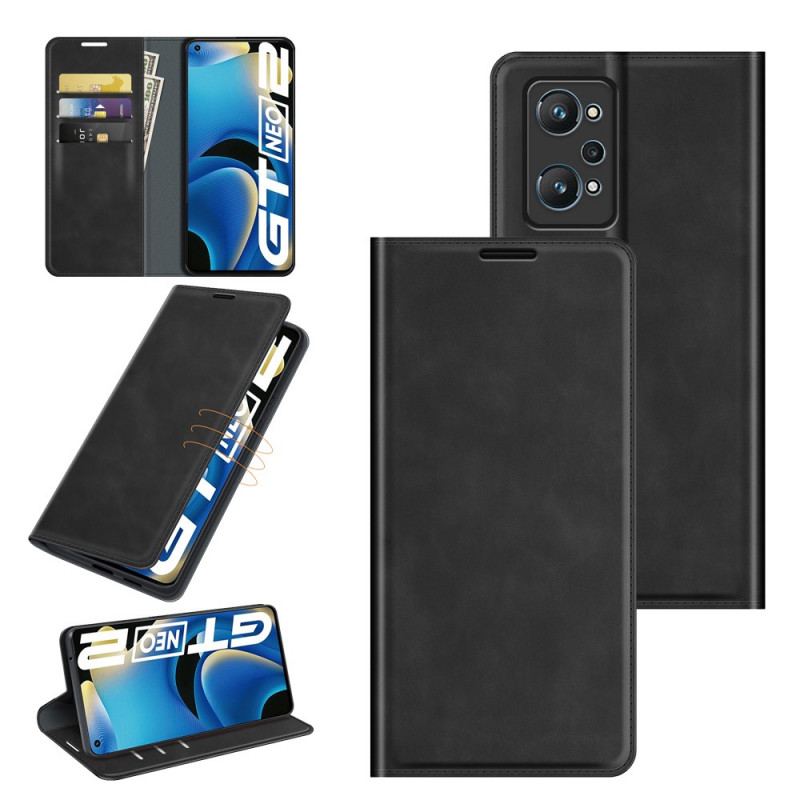 Flip Cover Realme GT Neo 3T / Neo 2 Effet Cuir Douceur Soie