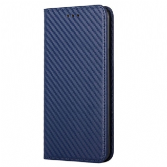 Flip Cover Samsung Galaxy S23 5G Style Fibre Carbone à Lanière