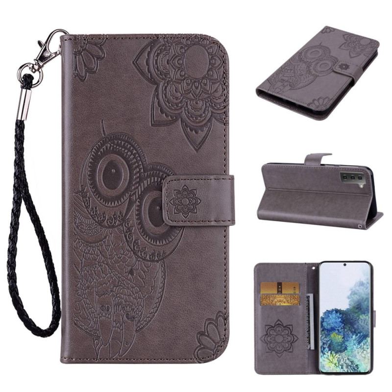 Housse Samsung Galaxy S23 5G Hibou Mandala et Lanière