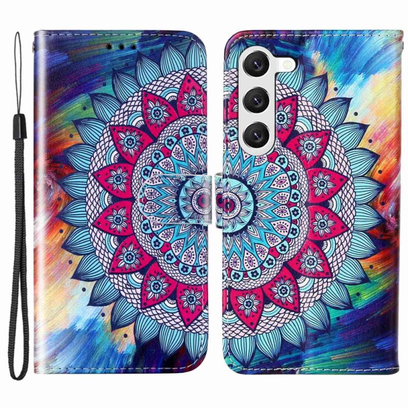 Housse Samsung Galaxy S23 5G Mandala Coloré à Lanière