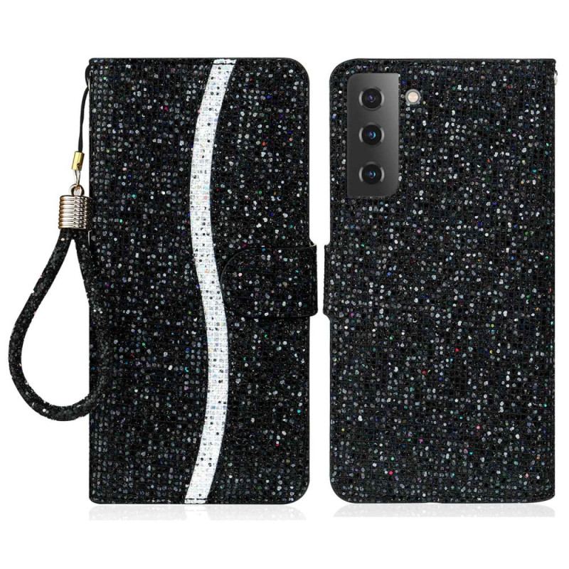 Housse Samsung Galaxy S23 5G Paillettes à Lanière