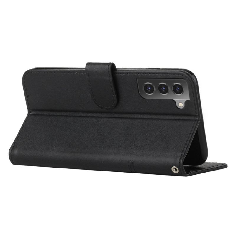 Housse Samsung Galaxy S23 5G Style Cuir Géométrique à Lanière