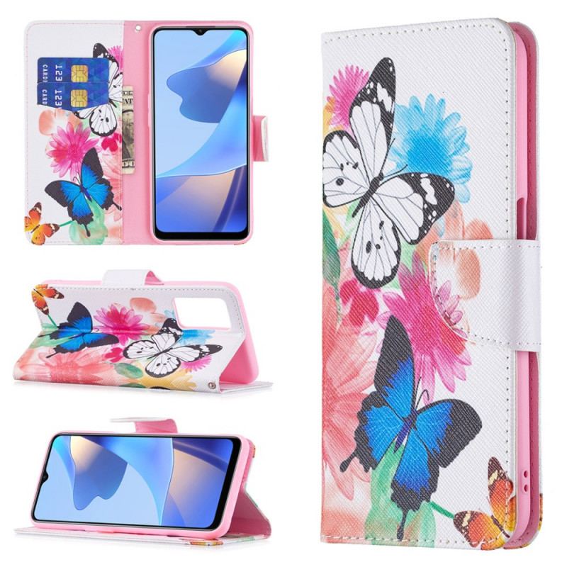 Housse Oppo A16 / A16s Papillons et Fleurs Peints