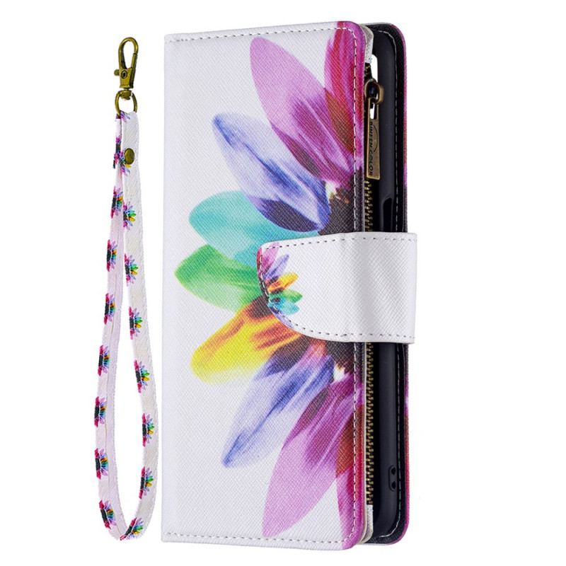 Housse Oppo A16 / A16s Poche Zippée Fleur