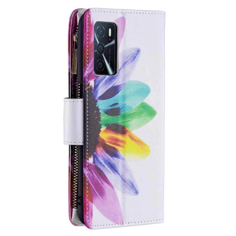 Housse Oppo A16 / A16s Poche Zippée Fleur