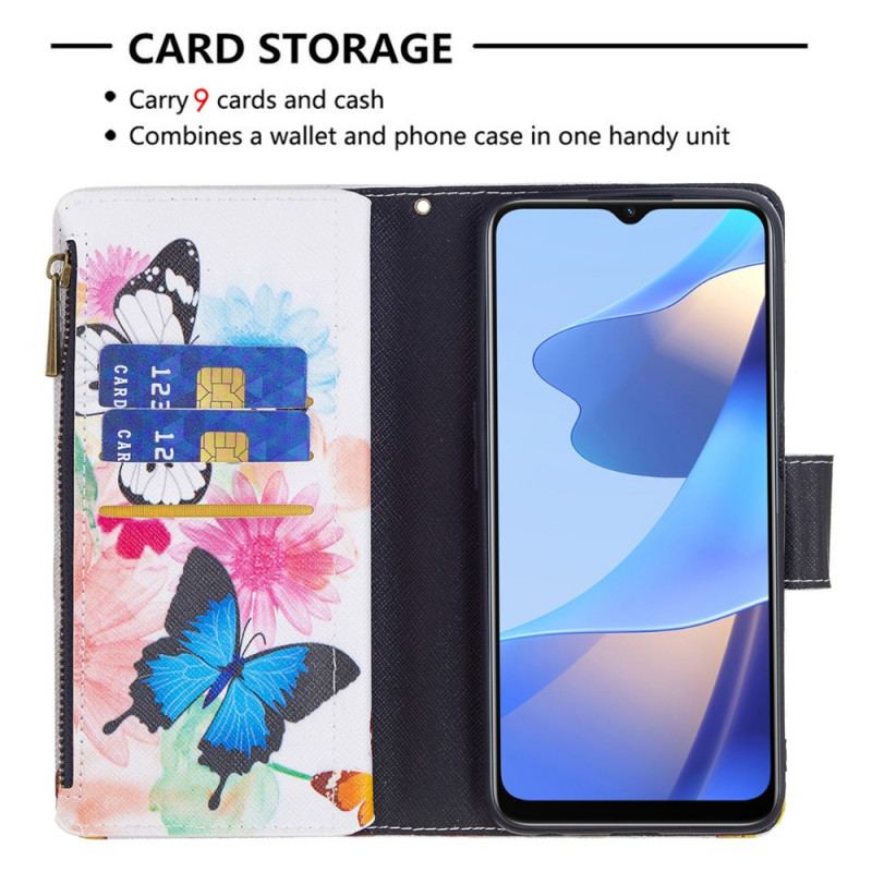 Housse Oppo A16 / A16s Poche Zippée Papillons