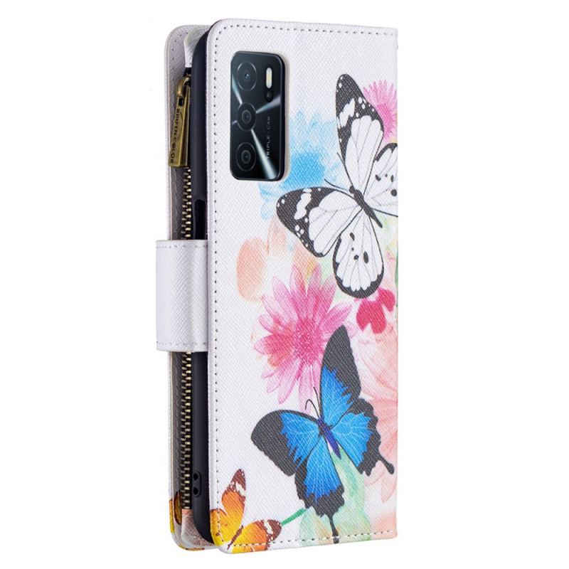 Housse Oppo A16 / A16s Poche Zippée Papillons