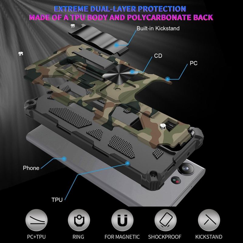 Coque Samsung Galaxy S23 Ultra 5G Camouflage Support Amovible