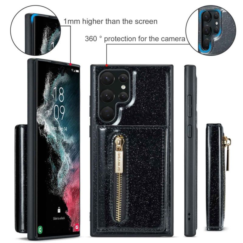 Coque Samsung Galaxy S23 Ultra 5G Porte-Cartes Détachable Paillettes