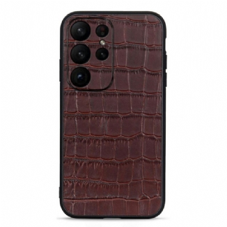 Coque Samsung Galaxy S23 Ultra 5G Véritable Cuir Style Crocodile