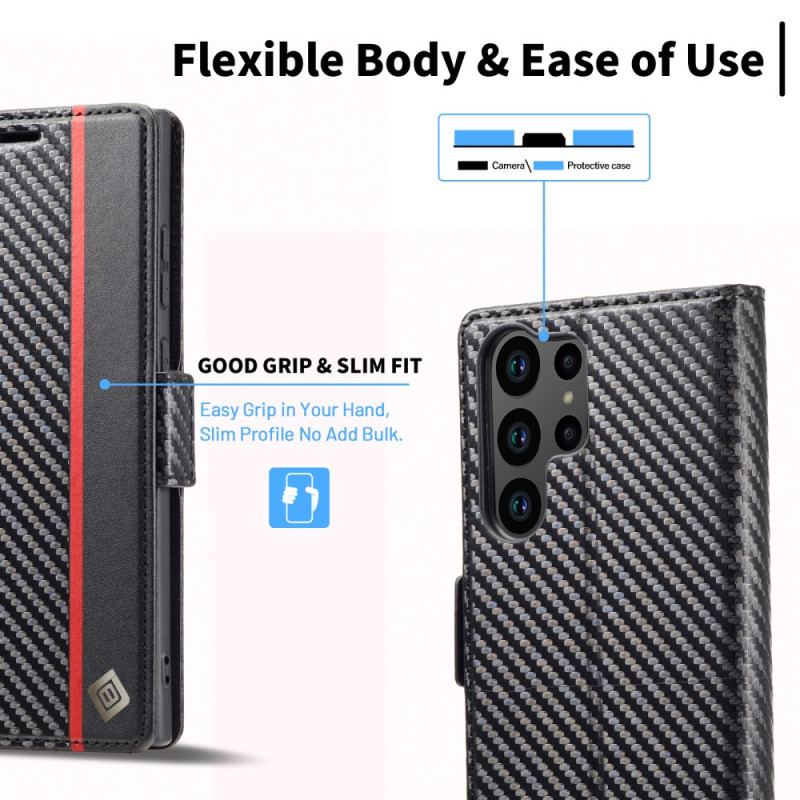 Flip Cover Samsung Galaxy S23 Ultra 5G Fibre Carbone