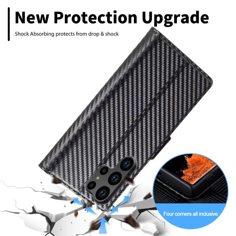 Flip Cover Samsung Galaxy S23 Ultra 5G Fibre Carbone