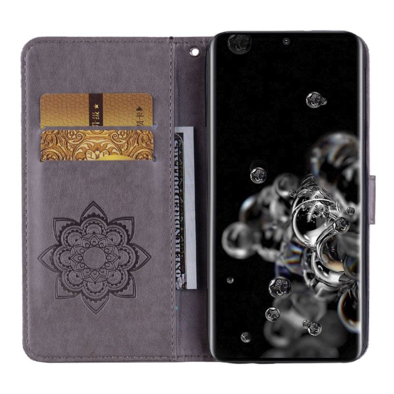 Housse Samsung Galaxy S23 Ultra 5G Hibou Mandala et Lanière