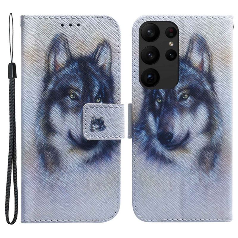 Housse Samsung Galaxy S23 Ultra 5G Loup Aquarelle