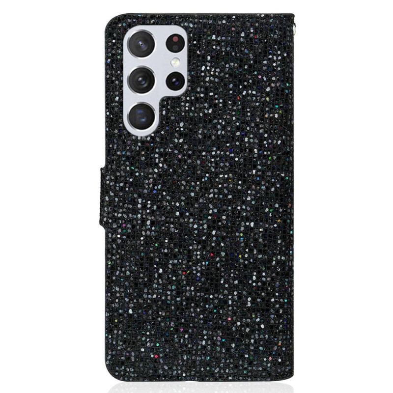 Housse Samsung Galaxy S23 Ultra 5G Paillettes à Lanière