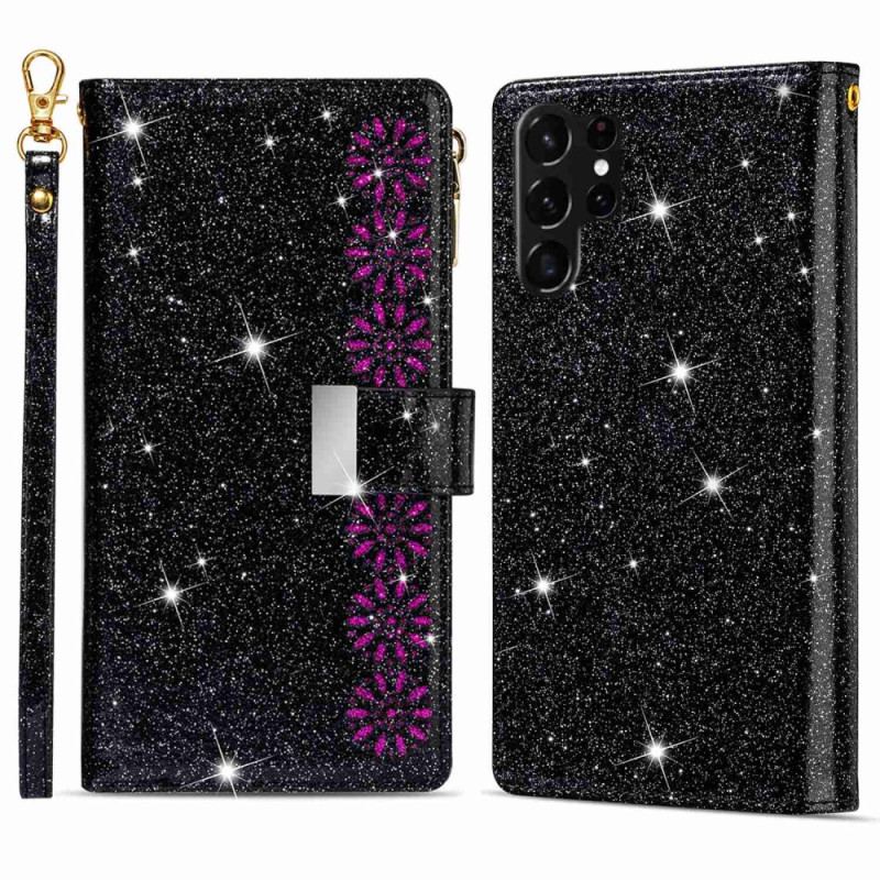 Housse Samsung Galaxy S23 Ultra 5G Paillettes Portefeuille