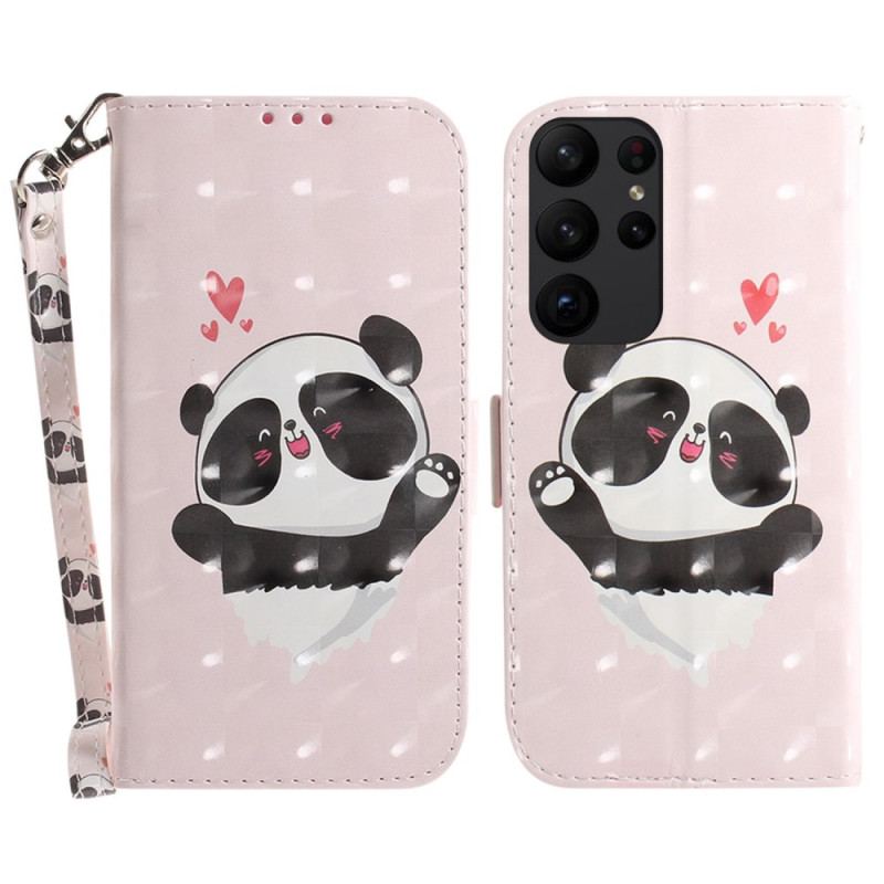 Housse Samsung Galaxy S23 Ultra 5G Petit Panda à Lanière