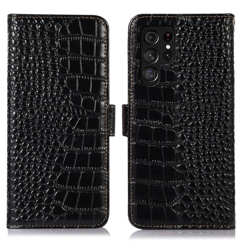 Housse Samsung Galaxy S23 Ultra 5G Style Crocodile RFID