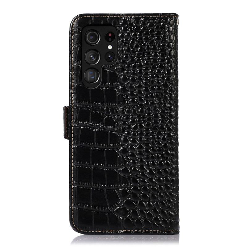 Housse Samsung Galaxy S23 Ultra 5G Style Crocodile RFID