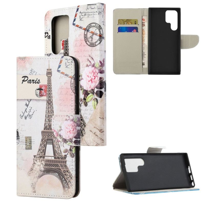 Housse Samsung Galaxy S23 Ultra 5G Tour Eiffel Vintage