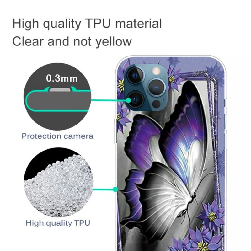 Coque iPhone 14 Pro Max Papillon Violet