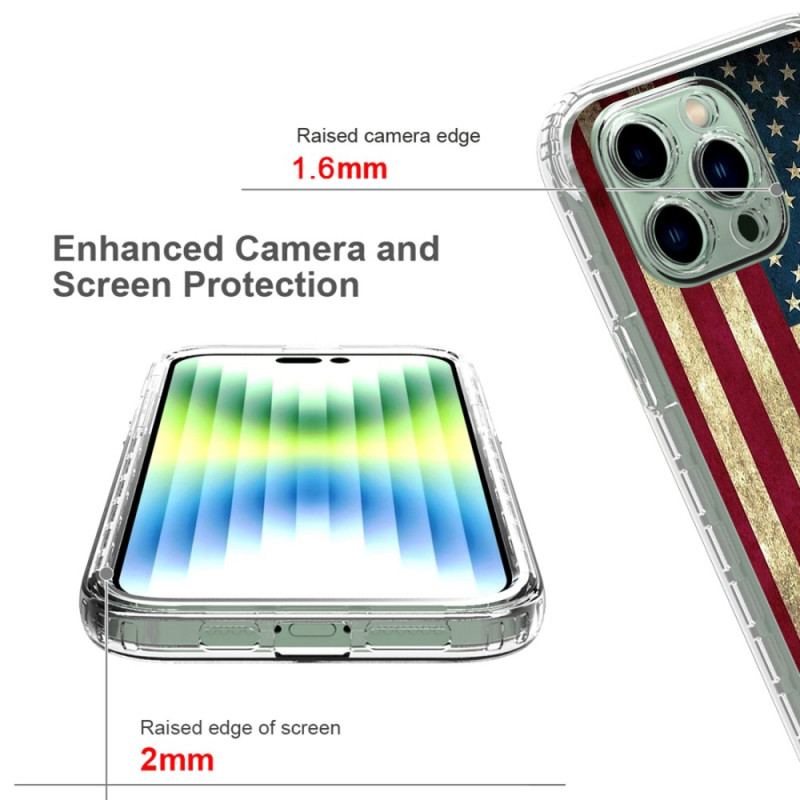 Coque iPhone 14 Pro Max Renforcée Drapeau Américain