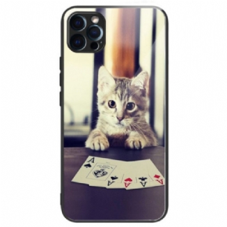 Coque iPhone 14 Pro Max Verre Trempé Chat Poker