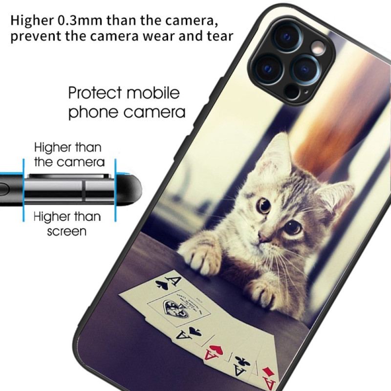 Coque iPhone 14 Pro Max Verre Trempé Chat Poker