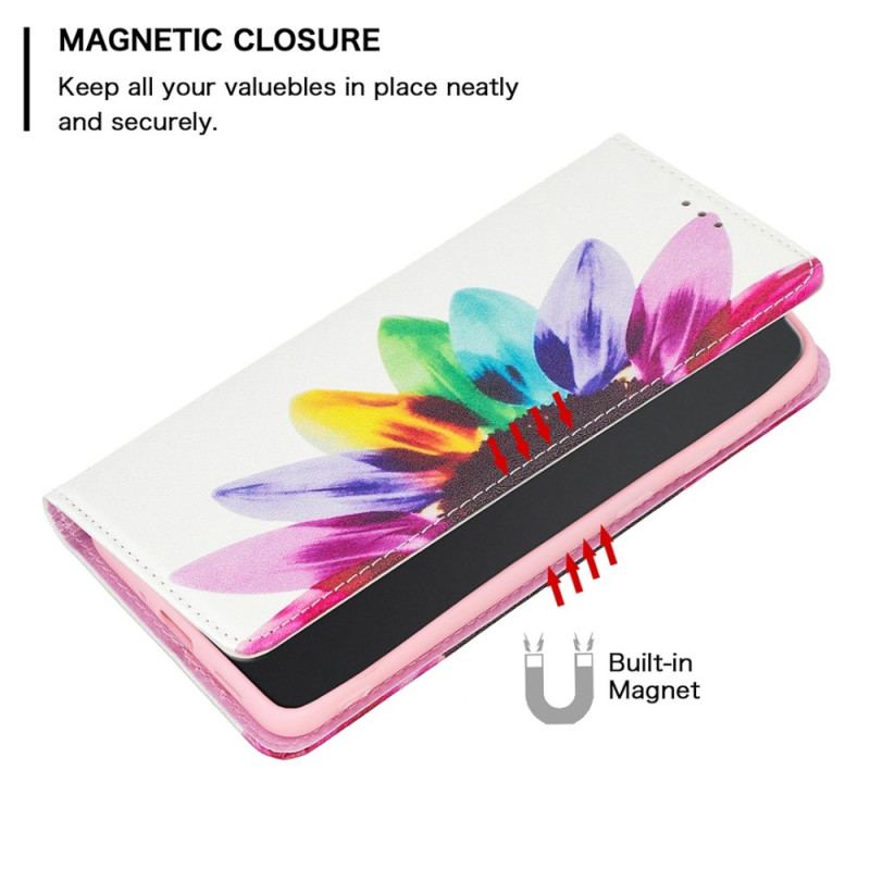 Flip Cover iPhone 14 Pro Max fleur Aquarelle