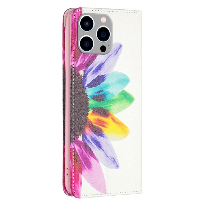 Flip Cover iPhone 14 Pro Max fleur Aquarelle