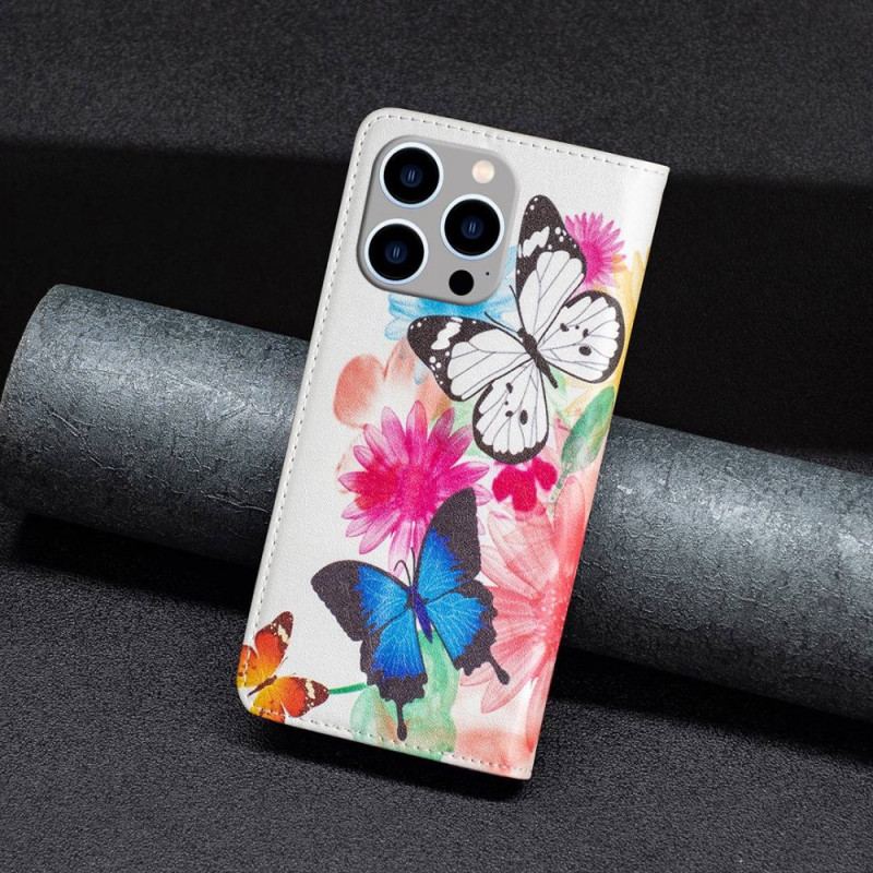 Flip Cover iPhone 14 Pro Max Papillons