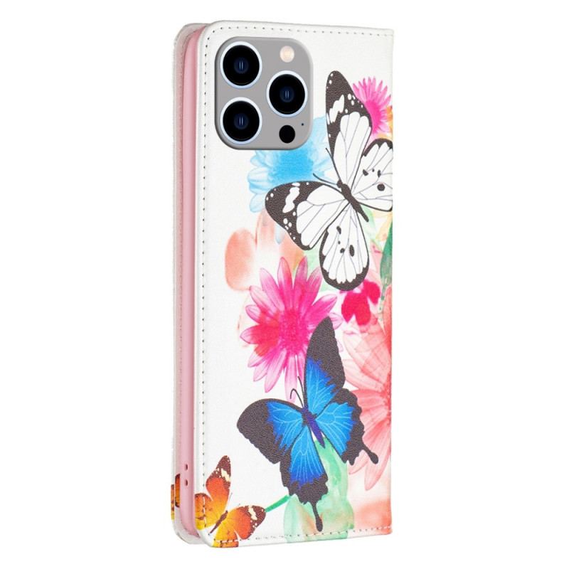 Flip Cover iPhone 14 Pro Max Papillons