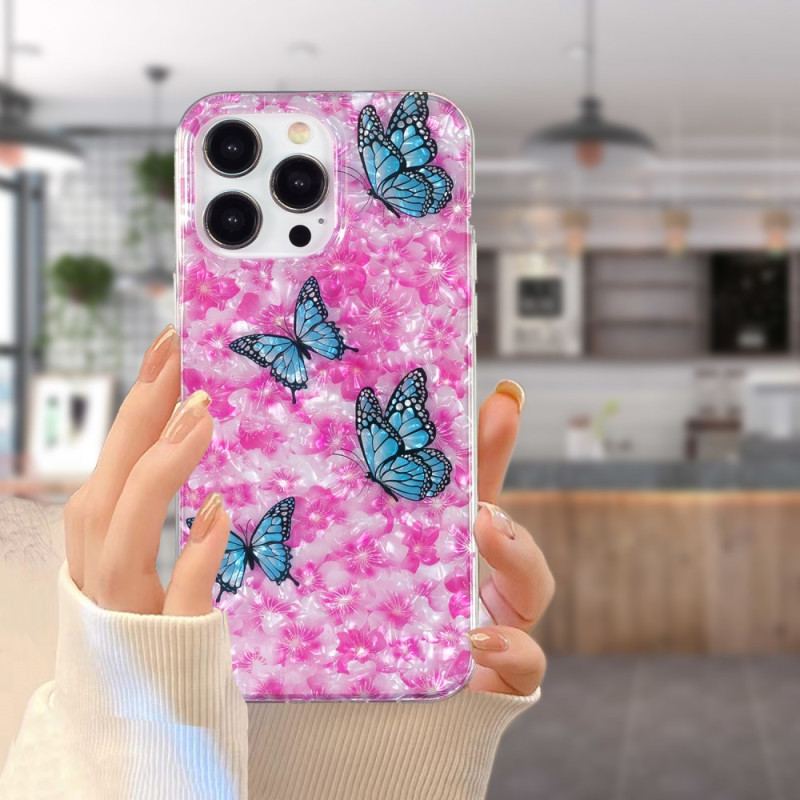 Coque iPhone 15 Pro Fleurs et  Papillons