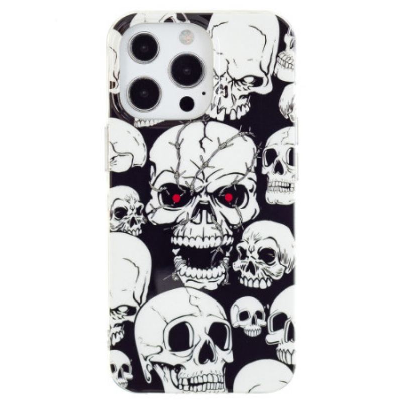 Coque iPhone 15 Pro Fluorescente Tête de Mort