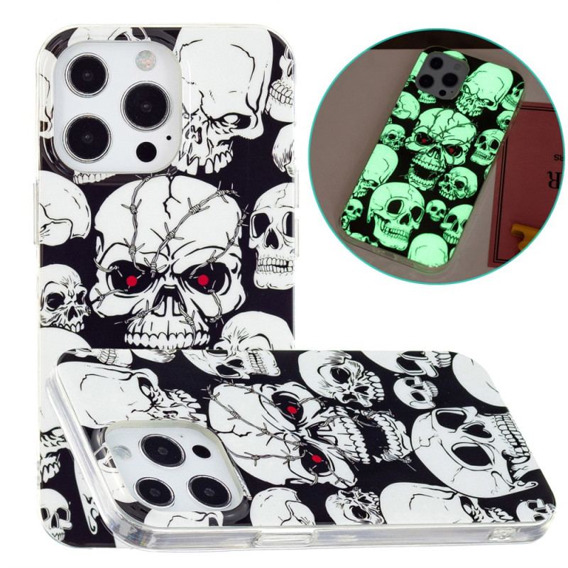 Coque iPhone 15 Pro Fluorescente Tête de Mort