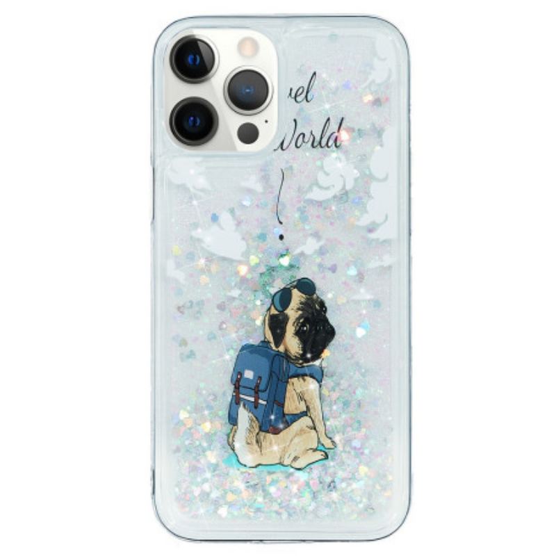 Coque iPhone 15 Pro Paillettes Chien