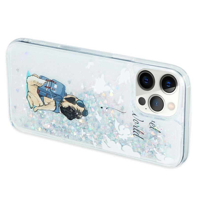 Coque iPhone 15 Pro Paillettes Chien