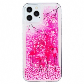 Coque iPhone 15 Pro Paillettes Flamants Roses