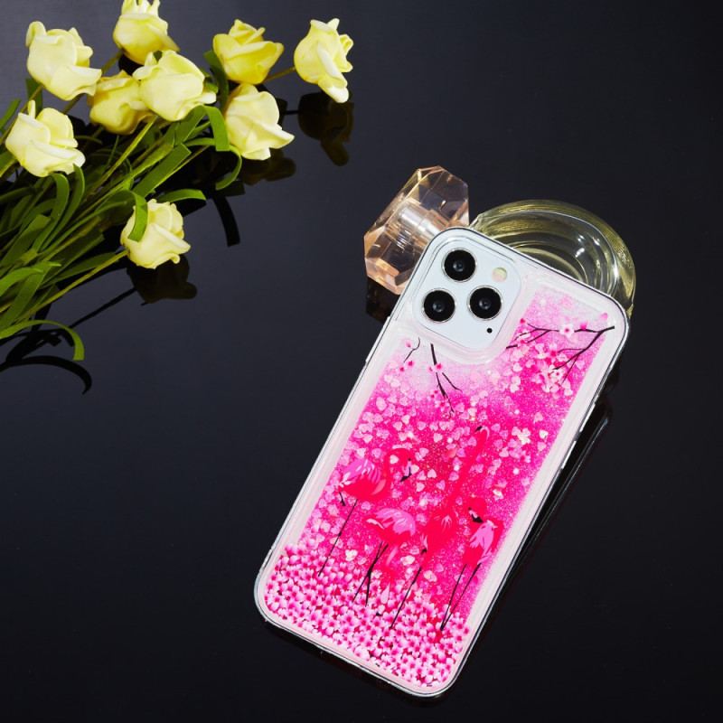 Coque iPhone 15 Pro Paillettes Flamants Roses