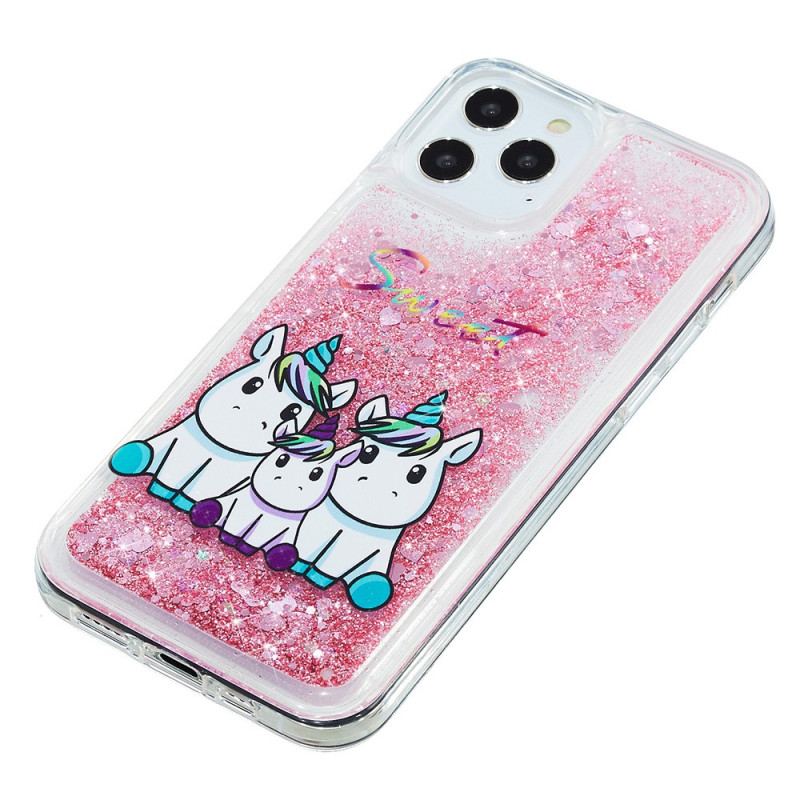 Coque iPhone 15 Pro Paillettes Licornes